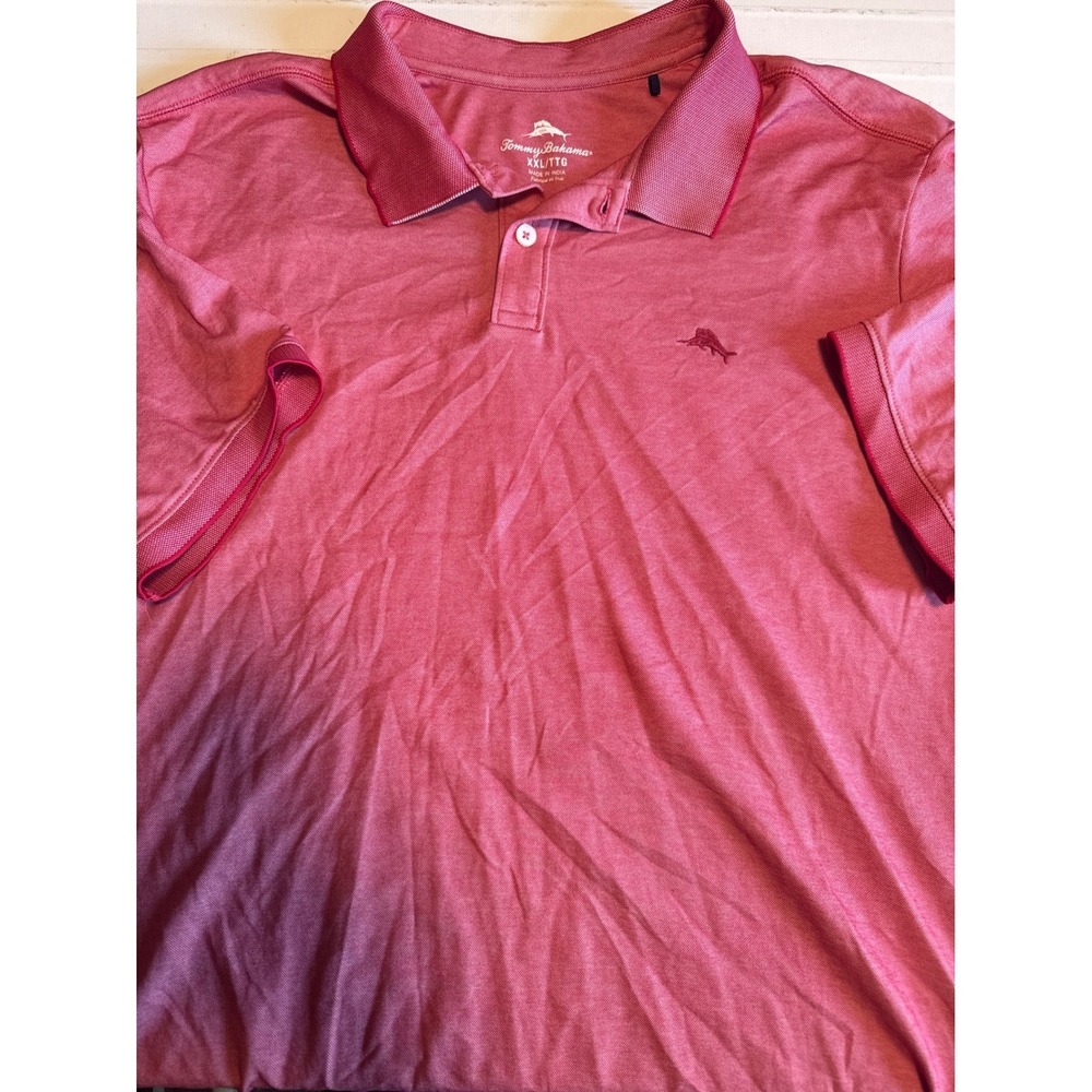 Tommy Bahama Polo Shirt Mens XXL Red Excellent Short Sleeve Marlin‎ Logo Heather